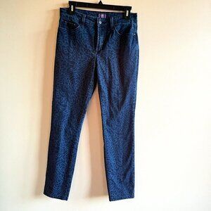 NYDJ Womens Leggings Size 6 Blue‎ Animal Print Skinny Leg 5 Pockets Jeggings